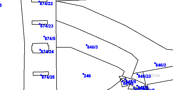 Parcela st. 846/3 v KÚ Karlín, Katastrální mapa