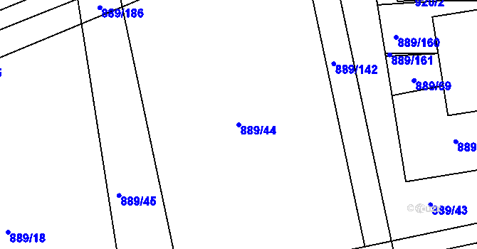 Parcela st. 889/44 v KÚ Karlín, Katastrální mapa