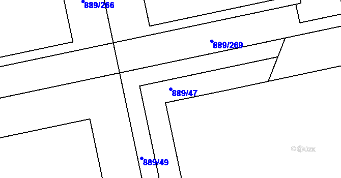 Parcela st. 889/47 v KÚ Karlín, Katastrální mapa