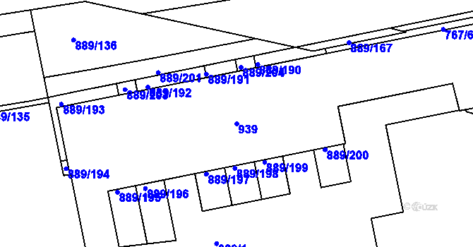 Parcela st. 939 v KÚ Karlín, Katastrální mapa