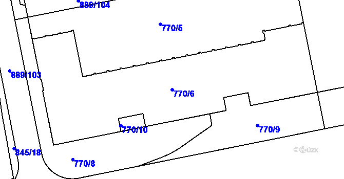 Parcela st. 770/6 v KÚ Karlín, Katastrální mapa