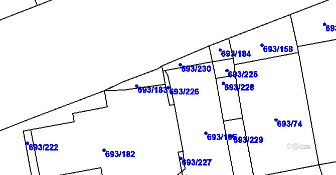Parcela st. 693/226 v KÚ Karlín, Katastrální mapa
