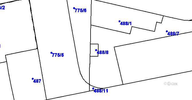 Parcela st. 488/8 v KÚ Karlín, Katastrální mapa