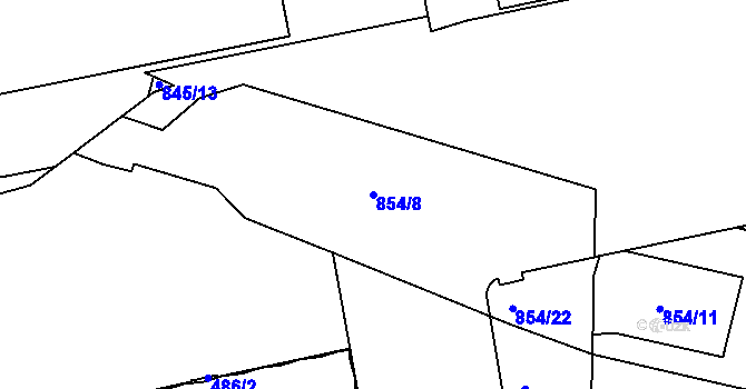 Parcela st. 854/8 v KÚ Karlín, Katastrální mapa