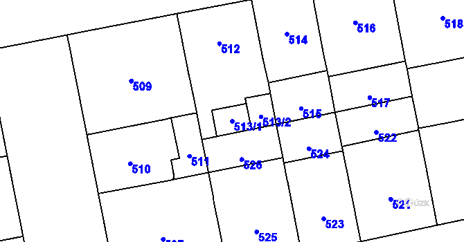 Parcela st. 513/1 v KÚ Karlín, Katastrální mapa