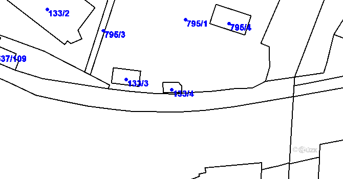 Parcela st. 133/4 v KÚ Karlín, Katastrální mapa
