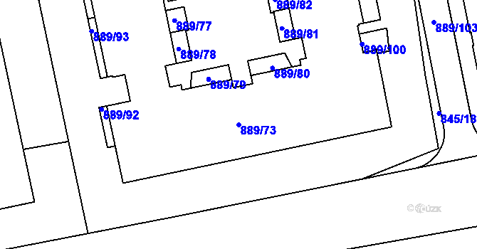 Parcela st. 889/73 v KÚ Karlín, Katastrální mapa