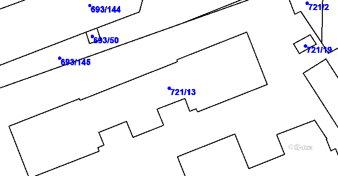 Parcela st. 721/13 v KÚ Karlín, Katastrální mapa