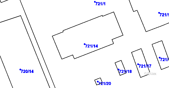 Parcela st. 721/14 v KÚ Karlín, Katastrální mapa