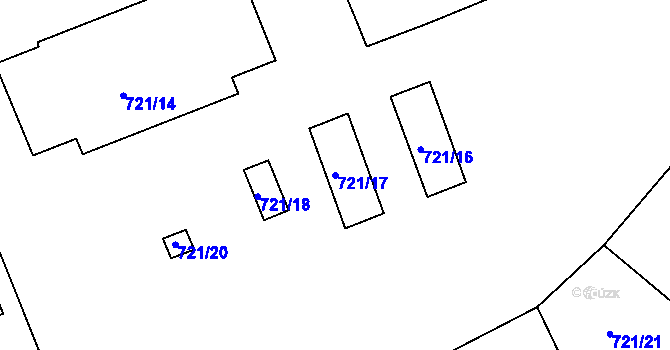 Parcela st. 721/17 v KÚ Karlín, Katastrální mapa