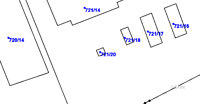 Parcela st. 721/20 v KÚ Karlín, Katastrální mapa