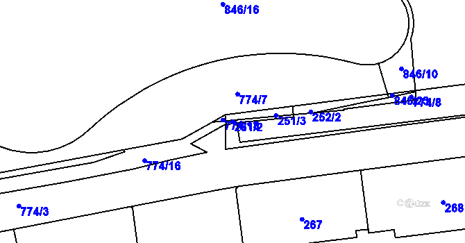 Parcela st. 251/2 v KÚ Karlín, Katastrální mapa