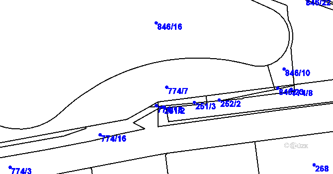 Parcela st. 774/7 v KÚ Karlín, Katastrální mapa