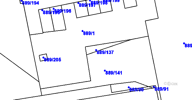 Parcela st. 889/137 v KÚ Karlín, Katastrální mapa