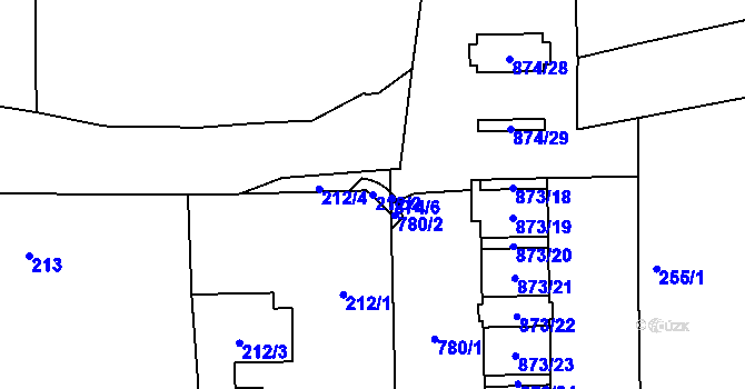 Parcela st. 212/2 v KÚ Karlín, Katastrální mapa