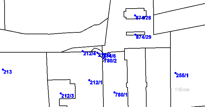Parcela st. 874/6 v KÚ Karlín, Katastrální mapa