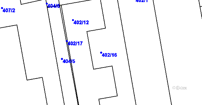 Parcela st. 402/16 v KÚ Karlín, Katastrální mapa