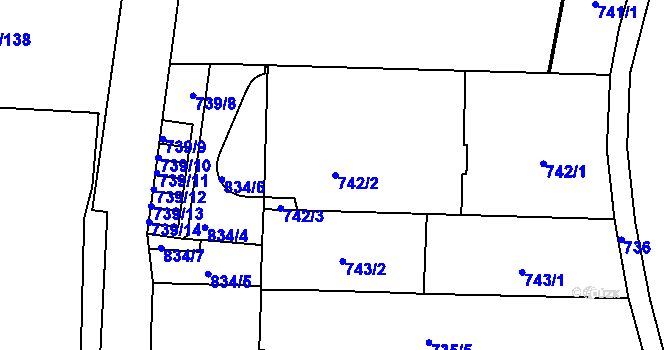 Parcela st. 742/2 v KÚ Karlín, Katastrální mapa