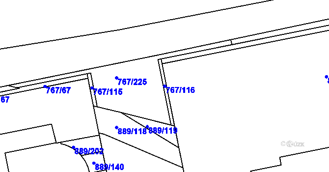 Parcela st. 767/116 v KÚ Karlín, Katastrální mapa