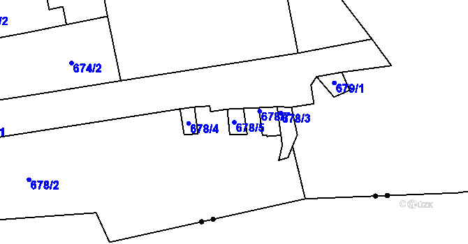 Parcela st. 678/5 v KÚ Karlín, Katastrální mapa
