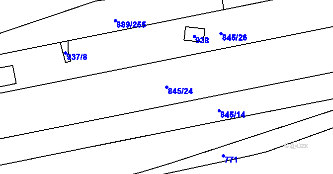 Parcela st. 845/24 v KÚ Karlín, Katastrální mapa