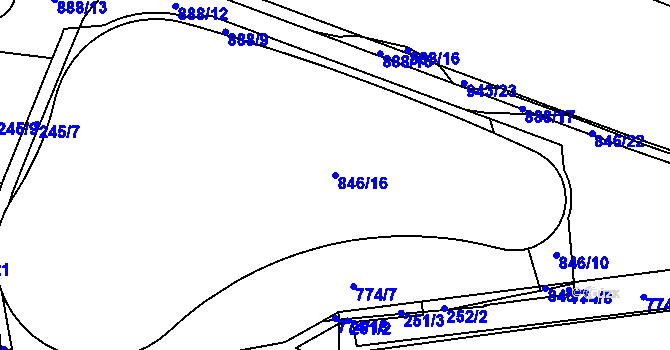 Parcela st. 846/16 v KÚ Karlín, Katastrální mapa