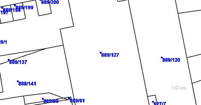 Parcela st. 889/127 v KÚ Karlín, Katastrální mapa