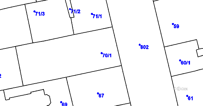 Parcela st. 70/1 v KÚ Karlín, Katastrální mapa