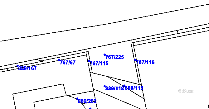 Parcela st. 767/225 v KÚ Karlín, Katastrální mapa