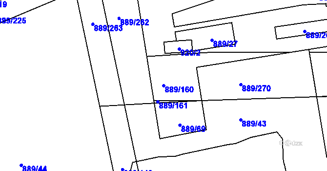 Parcela st. 889/160 v KÚ Karlín, Katastrální mapa