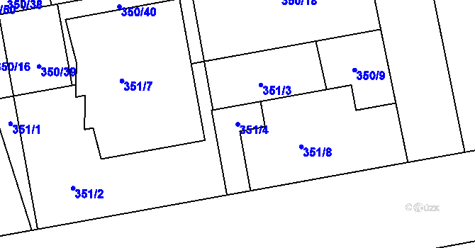 Parcela st. 351/4 v KÚ Karlín, Katastrální mapa