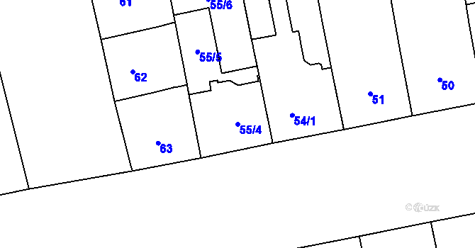 Parcela st. 55/4 v KÚ Karlín, Katastrální mapa