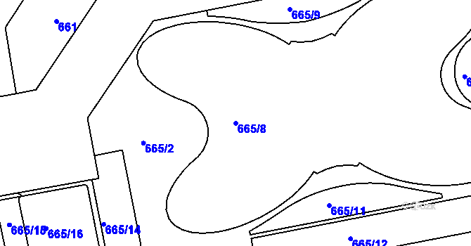 Parcela st. 665/8 v KÚ Karlín, Katastrální mapa