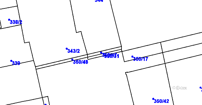Parcela st. 350/47 v KÚ Karlín, Katastrální mapa