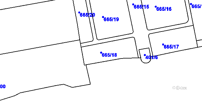 Parcela st. 665/18 v KÚ Karlín, Katastrální mapa