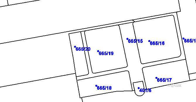 Parcela st. 665/19 v KÚ Karlín, Katastrální mapa