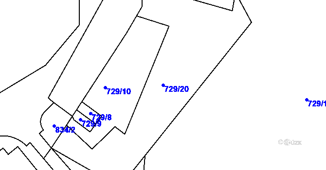 Parcela st. 729/20 v KÚ Karlín, Katastrální mapa