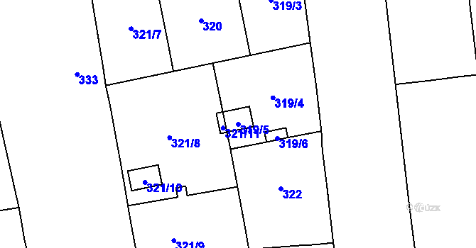 Parcela st. 319/5 v KÚ Karlín, Katastrální mapa