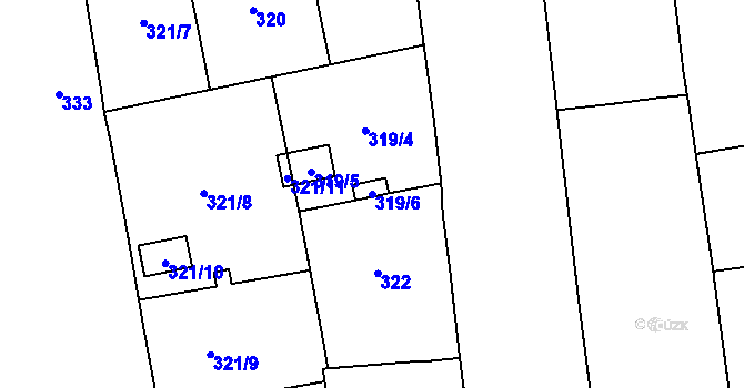 Parcela st. 319/6 v KÚ Karlín, Katastrální mapa