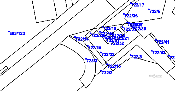 Parcela st. 722/15 v KÚ Karlín, Katastrální mapa