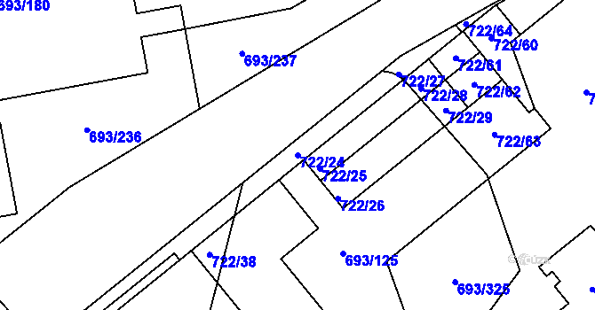 Parcela st. 722/24 v KÚ Karlín, Katastrální mapa
