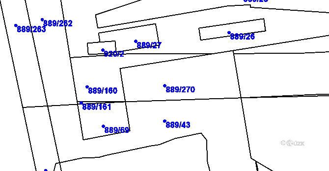 Parcela st. 889/270 v KÚ Karlín, Katastrální mapa