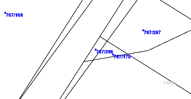 Parcela st. 767/296 v KÚ Karlín, Katastrální mapa