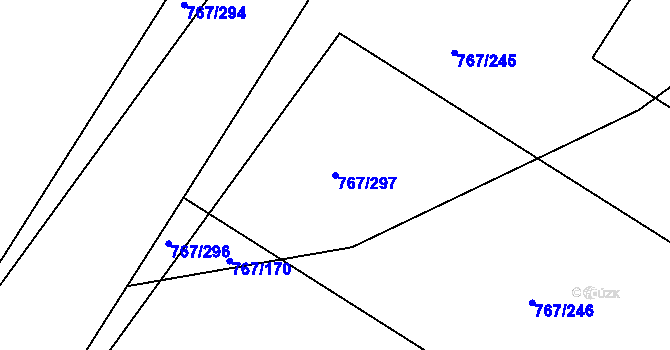 Parcela st. 767/297 v KÚ Karlín, Katastrální mapa