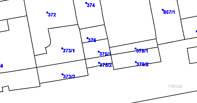 Parcela st. 375/1 v KÚ Karlín, Katastrální mapa