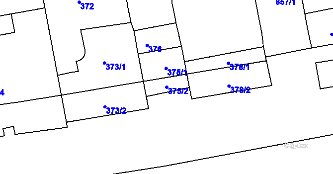 Parcela st. 375/2 v KÚ Karlín, Katastrální mapa
