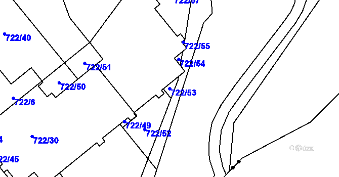 Parcela st. 722/53 v KÚ Karlín, Katastrální mapa