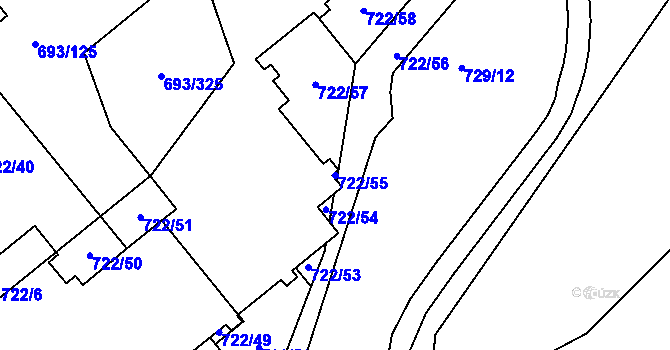 Parcela st. 722/55 v KÚ Karlín, Katastrální mapa