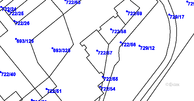 Parcela st. 722/57 v KÚ Karlín, Katastrální mapa