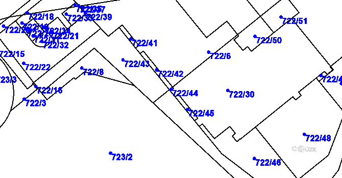 Parcela st. 722/44 v KÚ Karlín, Katastrální mapa